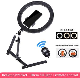 Fotografie Verlichting Vullen Ring Licht Lamp Telefoon Ringlicht Statief Stand Foto Led Selfie Met Bluetooth 30cm reeks-2