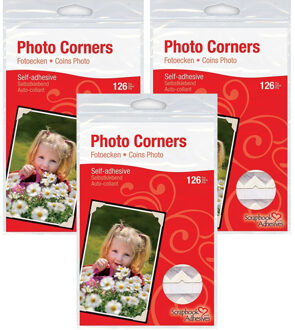 Fotohoekjes zelfklevend - 324x - wit - 10 x 10 mm - foto album plakkers/stickers