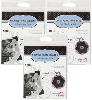 Fotohoekjes zelfklevend - 324x - zwart - 10 x 10 mm - foto album plakkers/stickers