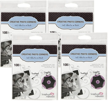 Fotohoekjes zelfklevend - 432x - zwart - 10 x 10 mm - foto album plakkers/stickers