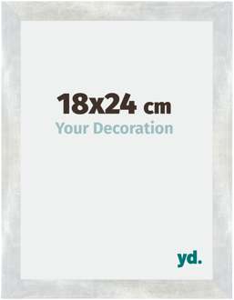Fotolijst 18x24 cm - Zilver Glanzend Vintage - MDF - Mura