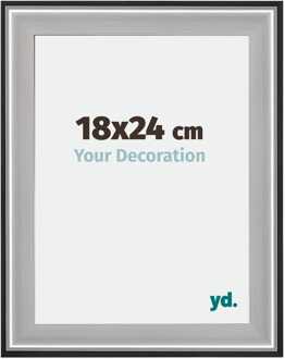 Fotolijst 18x24 cm - Zwart Zilver Gepolijst - Hout - Birmingham
