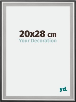 Fotolijst 20x28 cm - Zwart Zilver Gepolijst - Hout - Birmingham