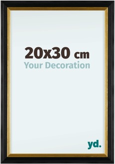 Fotolijst 20x30cm Zwart Goud Hout Lincoln - 20x30 cm