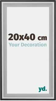 Fotolijst 20x40 cm - Zwart Zilver Gepolijst - Hout - Birmingham