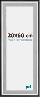 Fotolijst 20x60 cm - Zwart Zilver Gepolijst - Hout - Birmingham