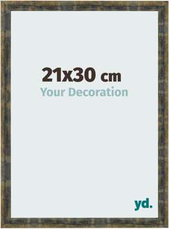 Fotolijst 21x30 cm - Blauw Goud Gemeleerd - MDF - Pisa