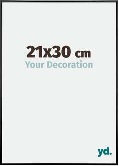 Fotolijst 21x30 cm - Zwart Hoogglans - Aluminium - Austin