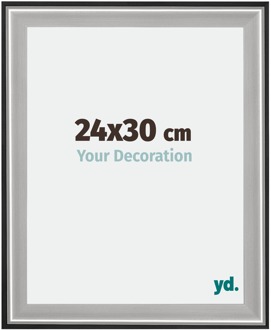 Fotolijst 24x30 cm - Zwart Zilver Gepolijst - Hout - Birmingham