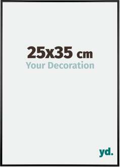 Fotolijst 25x35 cm - Zwart Hoogglans - Aluminium - Austin