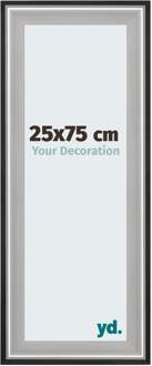 Fotolijst 25x75 cm - Zwart Zilver Gepolijst - Hout - Birmingham