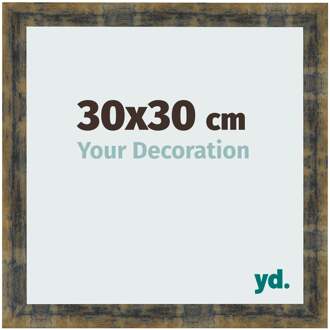 Fotolijst 30x30 cm - Blauw Goud Gemeleerd - MDF - Pisa