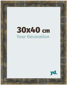 Fotolijst 30x40 cm - Blauw Goud Gemeleerd - MDF - Pisa