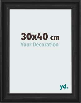 Fotolijst 30x40 cm - Zwart Houtnerf - MDF - Lazio
