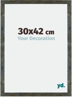 Fotolijst 30x42 cm - Blauw Goud Gemeleerd - MDF - Mura