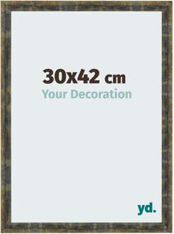 Fotolijst 30x42 cm - Blauw Goud Gemeleerd - MDF - Pisa