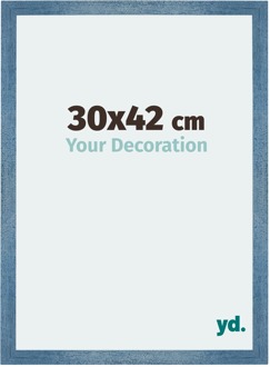 Fotolijst 30x42 cm - Helder Blauw Geveegd - MDF - Mura