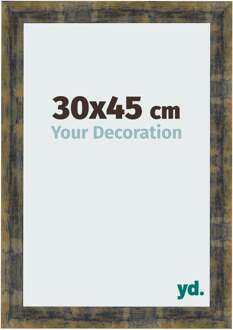 Fotolijst 30x45 cm - Blauw Goud Gemeleerd - MDF - Pisa