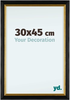 Fotolijst 30x45cm Zwart Goud Hout Lincoln - 30x45 cm
