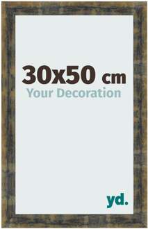 Fotolijst 30x50 cm - Blauw Goud Gemeleerd - MDF - Pisa