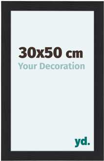 Fotolijst 30x50 cm - Zwart - Houtnerf - MDF - Como Zwart Houtnerf