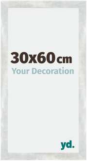 Fotolijst 30x60 cm - Zilver Glanzend Vintage - MDF - Mura