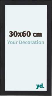 Fotolijst 30x60 cm - Zwart - Houtnerf - MDF - Como Zwart Houtnerf