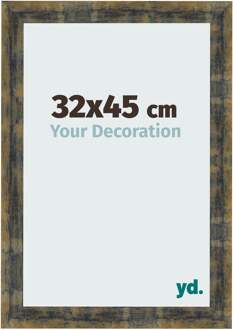 Fotolijst 32x45 cm - Blauw Goud Gemeleerd - MDF - Pisa