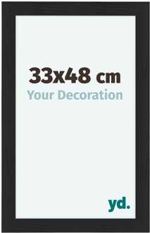 Fotolijst 33x48 cm - Zwart - Houtnerf - MDF - Como Zwart Houtnerf