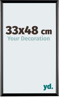 Fotolijst 33x48cm - Zwart Hoogglans - Kunststof - Bordeaux - 33x48 cm