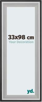 Fotolijst 33x98 cm - Zwart Zilver Gepolijst - Hout - Birmingham