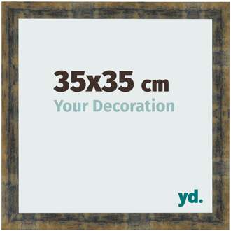 Fotolijst 35x35 cm - Blauw Goud Gemeleerd - MDF - Pisa