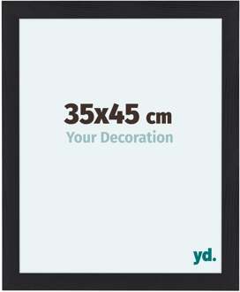 Fotolijst 35x45 cm - Zwart - Houtnerf - MDF - Como Zwart Houtnerf