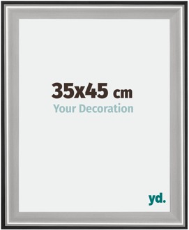 Fotolijst 35x45 cm - Zwart Zilver Gepolijst - Hout - Birmingham