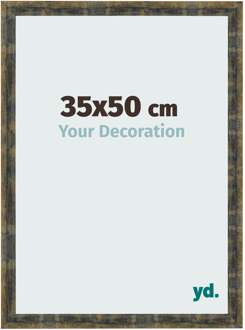 Fotolijst 35x50 cm - Blauw Goud Gemeleerd - MDF - Pisa