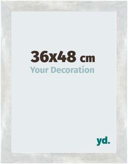 Fotolijst 36x48 cm - Zilver Glanzend Vintage - MDF - Mura