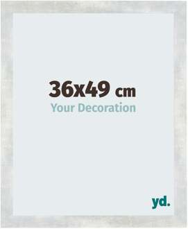 Fotolijst 36x49 cm - Zilver Glanzend Vintage - MDF - Mura