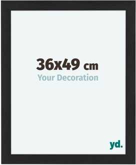Fotolijst 36x49 cm - Zwart - Houtnerf - MDF - Como Zwart Houtnerf