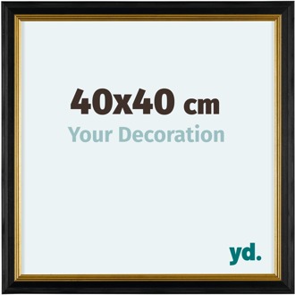 Fotolijst 40x40cm Zwart Goud Hout Lincoln - 40x40 cm