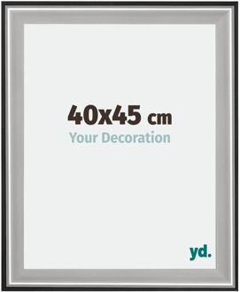 Fotolijst 40x45 cm - Zwart Zilver Gepolijst - Hout - Birmingham