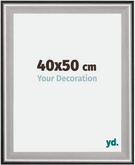 Fotolijst 40x50 cm - Zwart Zilver Gepolijst - Hout - Birmingham