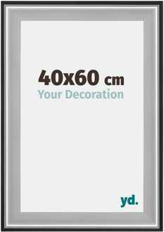 Fotolijst 40x60 cm - Zwart Zilver Gepolijst - Hout - Birmingham