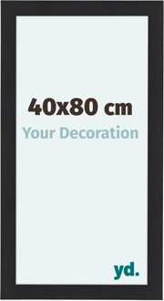 Fotolijst 40x80 cm - Zwart - Houtnerf - MDF - Como Zwart Houtnerf