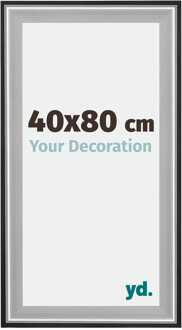 Fotolijst 40x80 cm - Zwart Zilver Gepolijst - Hout - Birmingham