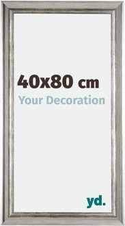 Fotolijst 40x80cm Zilver Zwart Geveegd Hout Sheffield - 40x80 cm