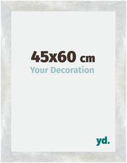 Fotolijst 45x60 cm - Zilver Glanzend Vintage - MDF - Mura