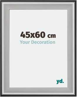 Fotolijst 45x60 cm - Zwart Zilver Gepolijst - Hout - Birmingham