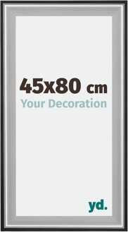 Fotolijst 45x80 cm - Zwart Zilver Gepolijst - Hout - Birmingham