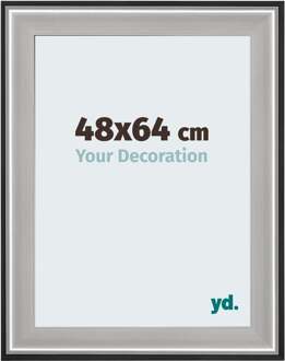 Fotolijst 48x64 cm - Zwart Zilver Gepolijst - Hout - Birmingham