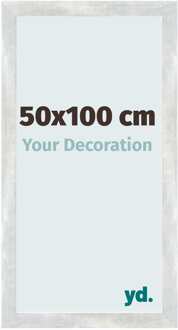 Fotolijst 50x100 cm - Zilver Glanzend Vintage - MDF - Mura